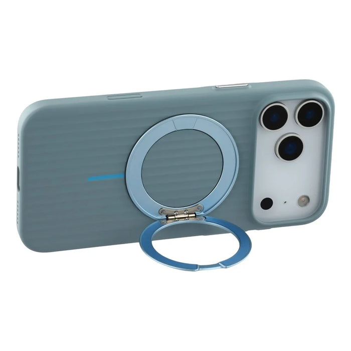KIGC For iPhone 17 Pro Max Magnetic Case with Rotating Kickstand Hard PC Phone Back Cover - Blue - 6