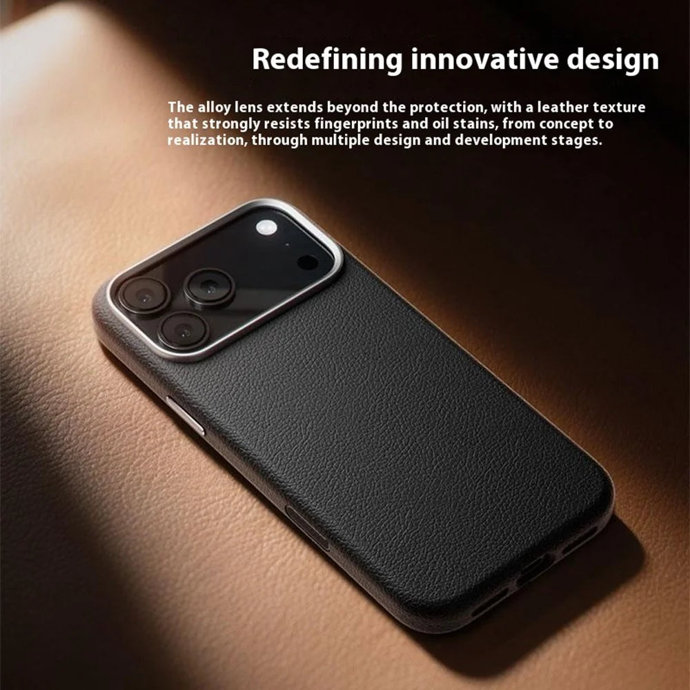 X-LEVEL For iPhone 17 Pro Case Compatible with MagSafe PU Leather Hard PC Phone Cover - Black - 3