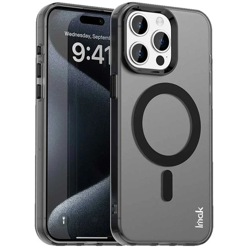 IMAK For iPhone 15 Pro Case Compatible with MagSafe Candy Color Anti Drop TPU + PET Back Cover - Black - 1