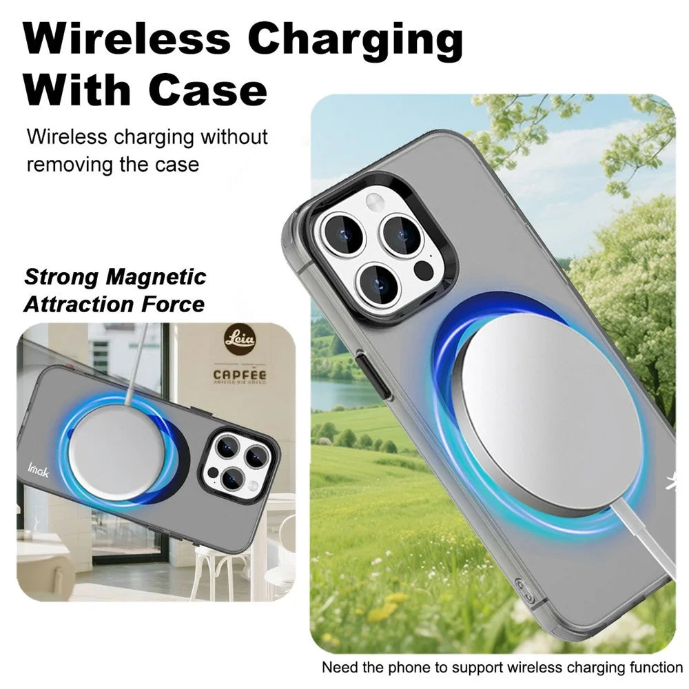 IMAK For iPhone 15 Pro Case Compatible with MagSafe Candy Color Anti Drop TPU + PET Back Cover - Black - 2