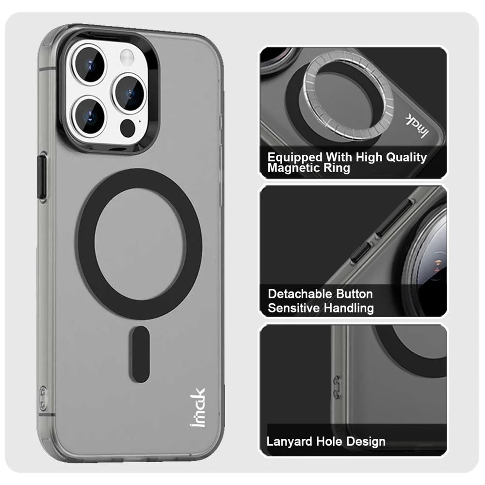 IMAK For iPhone 15 Pro Case Compatible with MagSafe Candy Color Anti Drop TPU + PET Back Cover - Black - 4