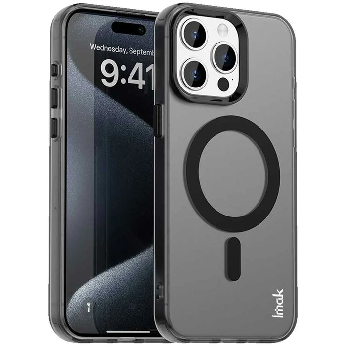 IMAK For iPhone 15 Pro Max Case Compatible with MagSafe Candy Color Anti Drop TPU + PET Back Cover - Black - 1