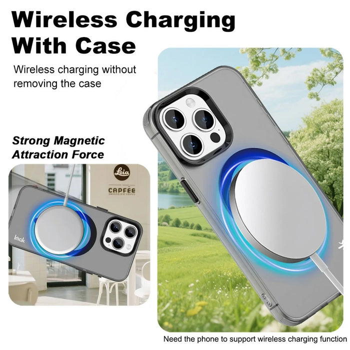 IMAK For iPhone 15 Pro Max Case Compatible with MagSafe Candy Color Anti Drop TPU + PET Back Cover - Black - 2