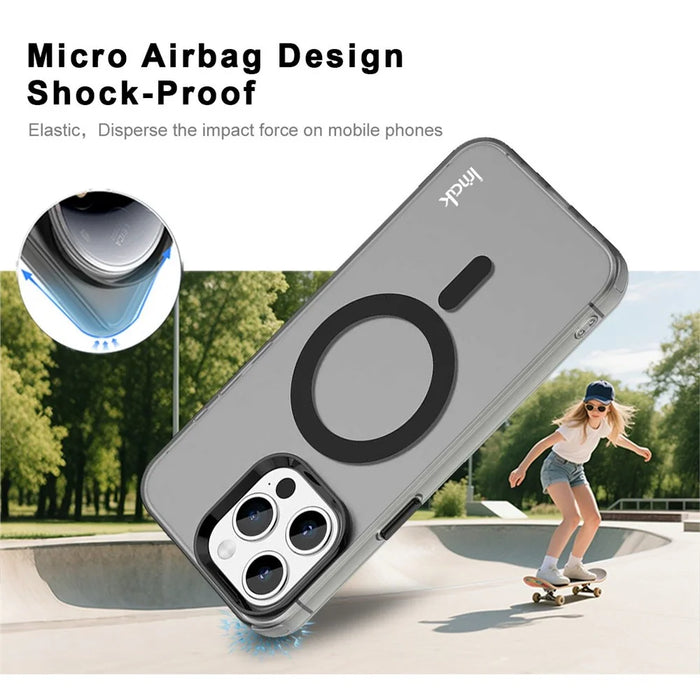 IMAK For iPhone 15 Pro Max Case Compatible with MagSafe Candy Color Anti Drop TPU + PET Back Cover - Black - 3