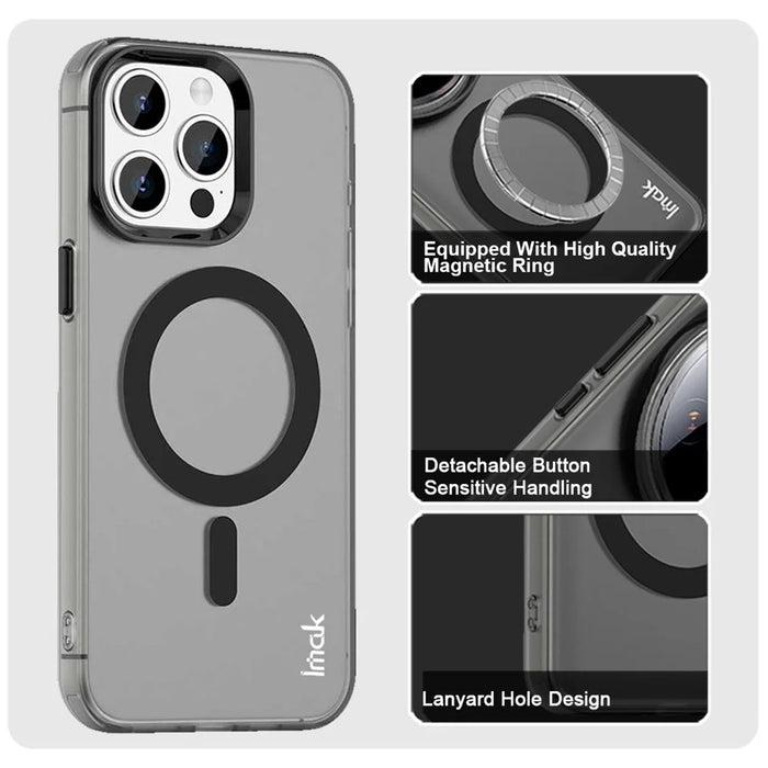 IMAK For iPhone 15 Pro Max Case Compatible with MagSafe Candy Color Anti Drop TPU + PET Back Cover - Black - 4