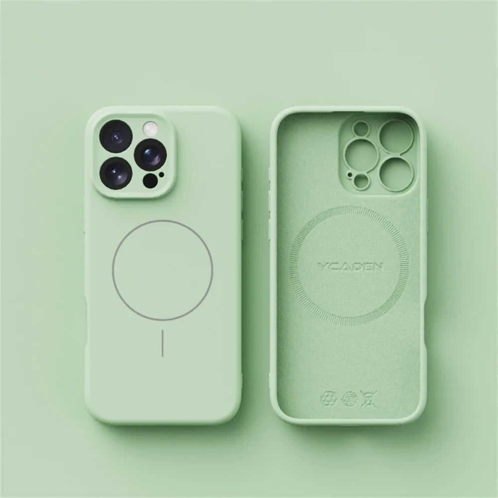 YCADEN For iPhone 16 Pro Case Compatible with MagSafe Precise Cutouts TPU Phone Back Cover - Grass Green - 2