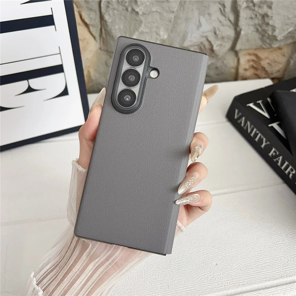 For Samsung Galaxy Z Fold7 5G Case Simple Design Shockproof PU + PC Phone Back Cover - Pink - 4