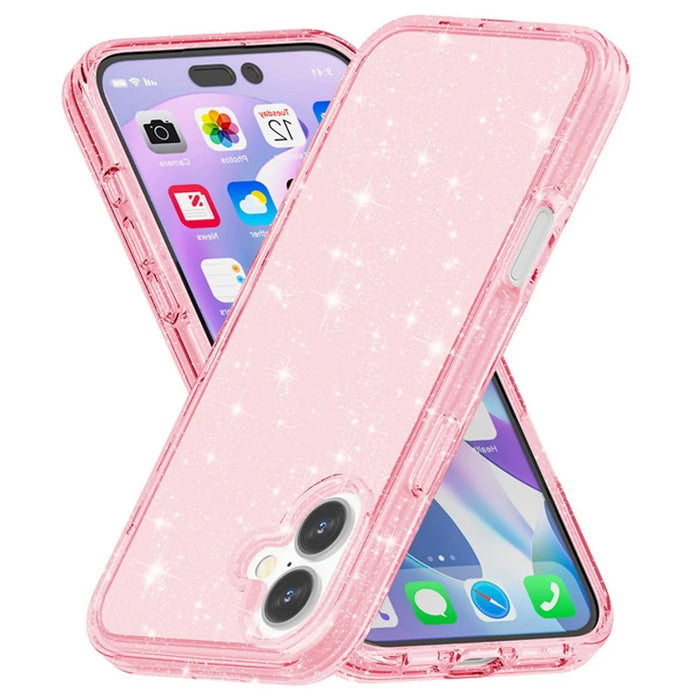 AMORUS For iPhone 17 Case Soft TPU Hard PC Back Shockproof Phone Cover - Glitter Pink - 2