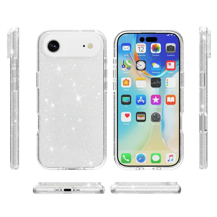 AMORUS For iPhone Air Case Soft TPU Hard PC Back Shockproof Phone Cover - Glitter White - 4