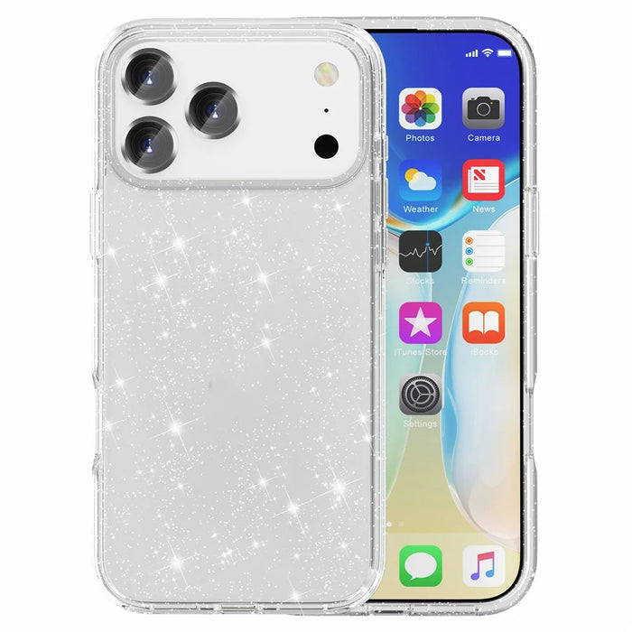 AMORUS For iPhone 17 Pro Max Case Soft TPU Hard PC Back Shockproof Phone Cover - Glitter White - 1
