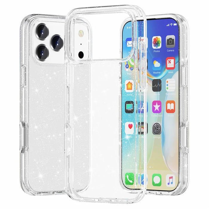 AMORUS For iPhone 17 Pro Max Case Soft TPU Hard PC Back Shockproof Phone Cover - Glitter White - 5