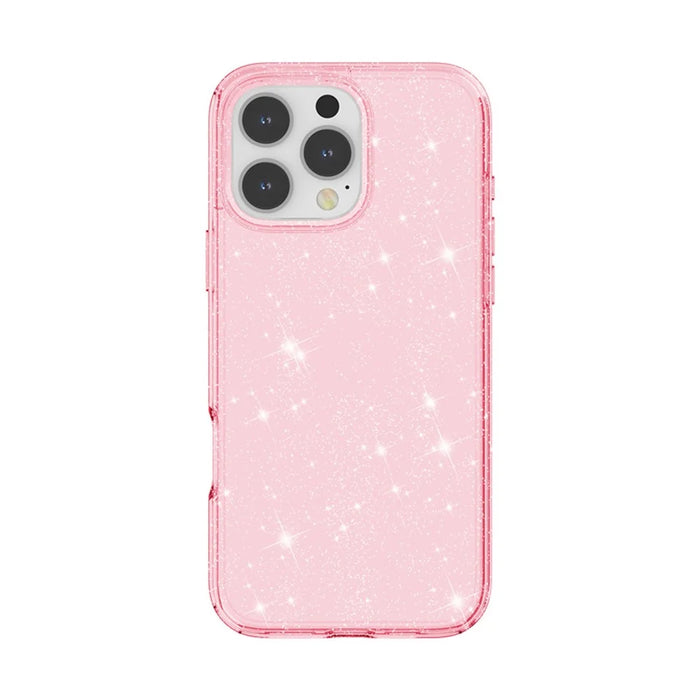 AMORUS For iPhone 16 Pro Max Case Soft TPU Hard PC Back Shockproof Phone Cover - Glitter Pink - 3