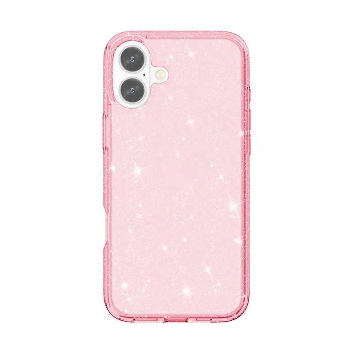 AMORUS For iPhone 16 Case Soft TPU Hard PC Back Shockproof Phone Cover - Glitter Pink - 4