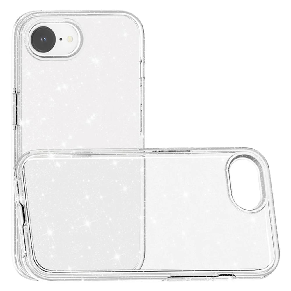 AMORUS For iPhone 17e / 16e Case Soft TPU Hard PC Back Shockproof Phone Cover - Glitter White - 3