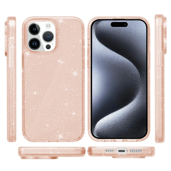 AMORUS For iPhone 15 Pro Max Case Soft TPU Hard PC Back Shockproof Phone Cover - Glitter Gold - 5