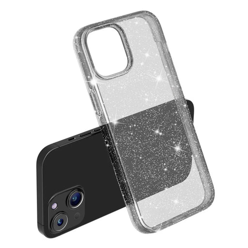 AMORUS For iPhone 15 Case Soft TPU Hard PC Back Shockproof Phone Cover - Glitter Black - 2