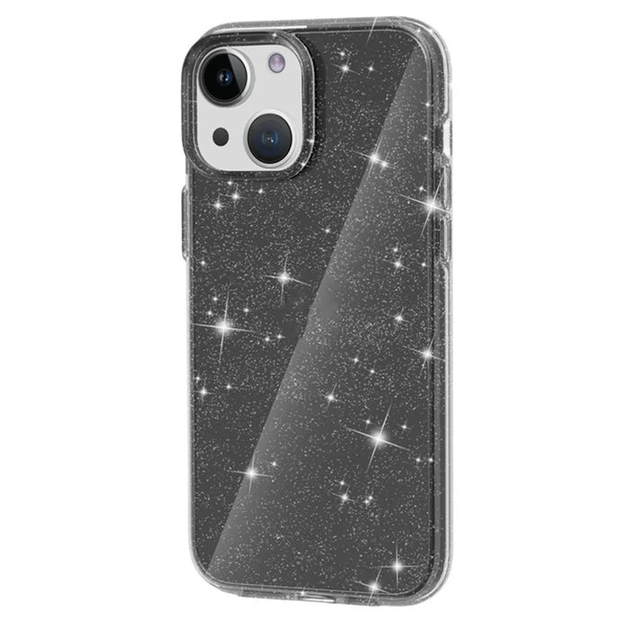 AMORUS For iPhone 15 Case Soft TPU Hard PC Back Shockproof Phone Cover - Glitter Black - 4