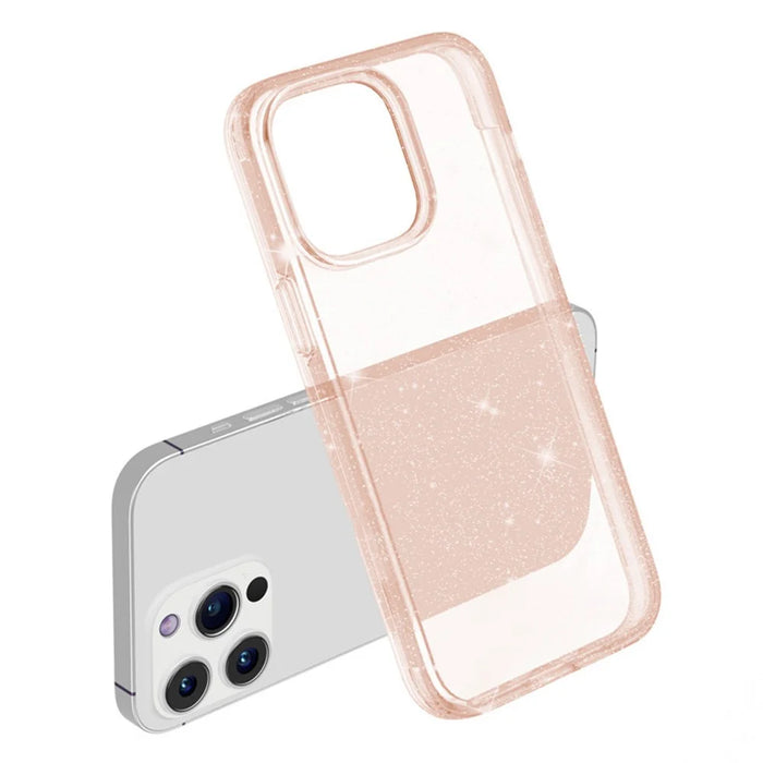AMORUS For iPhone 14 Pro Max Case Soft TPU Hard PC Back Shockproof Phone Cover - Glitter Gold - 2