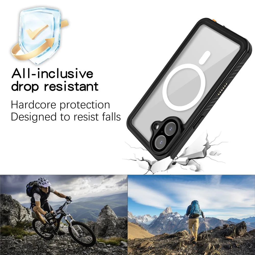 REDPEPPER FS / FM Series For iPhone 17 Clear Case Compatible with MagSafe PC TPU PET IP68 Waterproof Phone Cover - 5