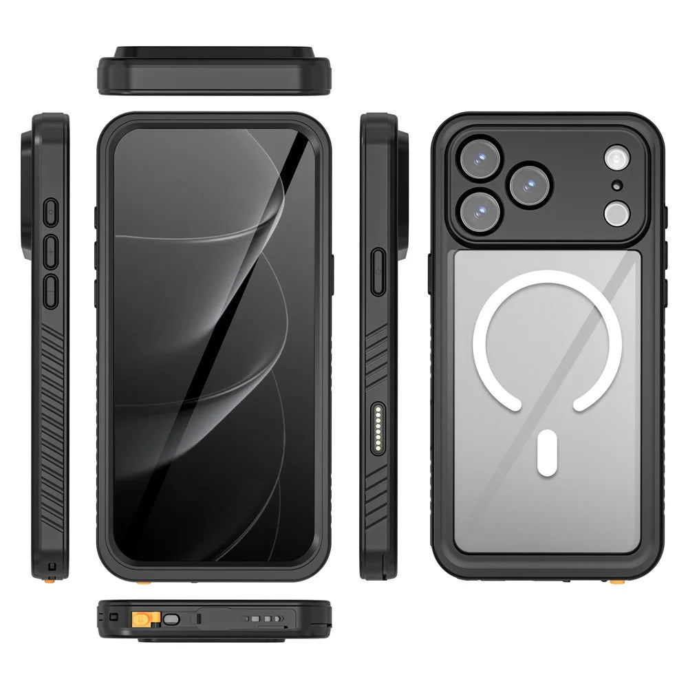 REDPEPPER FS / FM Series For iPhone 17 Pro Max Clear Case Compatible with MagSafe PC TPU PET IP68 Waterproof Phone Cover - 3