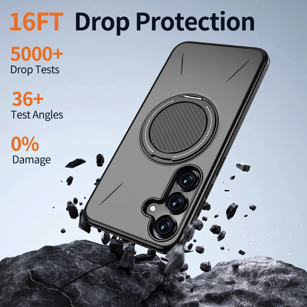 For Samsung Galaxy S25+ / Galaxy S24+ Magnetic Case Rotating Kickstand TPU + PC Phone Cover - Black - 4
