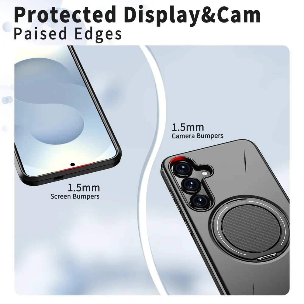 For Samsung Galaxy S25+ / Galaxy S24+ Magnetic Case Rotating Kickstand TPU + PC Phone Cover - Black - 5