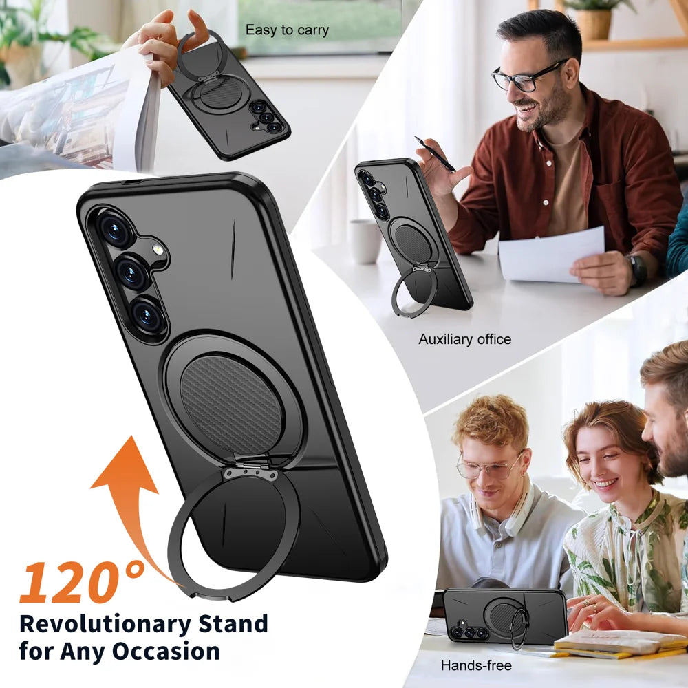For Samsung Galaxy S25+ / Galaxy S24+ Magnetic Case Rotating Kickstand TPU + PC Phone Cover - Black - 7