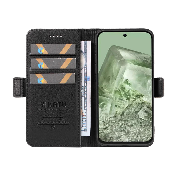 YIKATU For Google Pixel 8a Wallet Phone Case  YK-003 Leather Stand Cover -  Black - 2