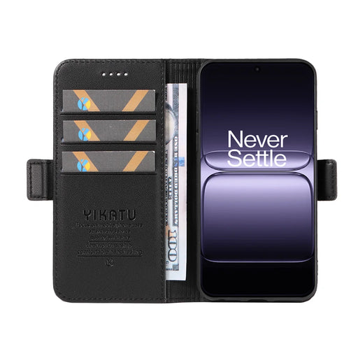 YIKATU For OnePlus 13T 5G Wallet Phone Case  YK-003 Leather Stand Cover -  Black - 2