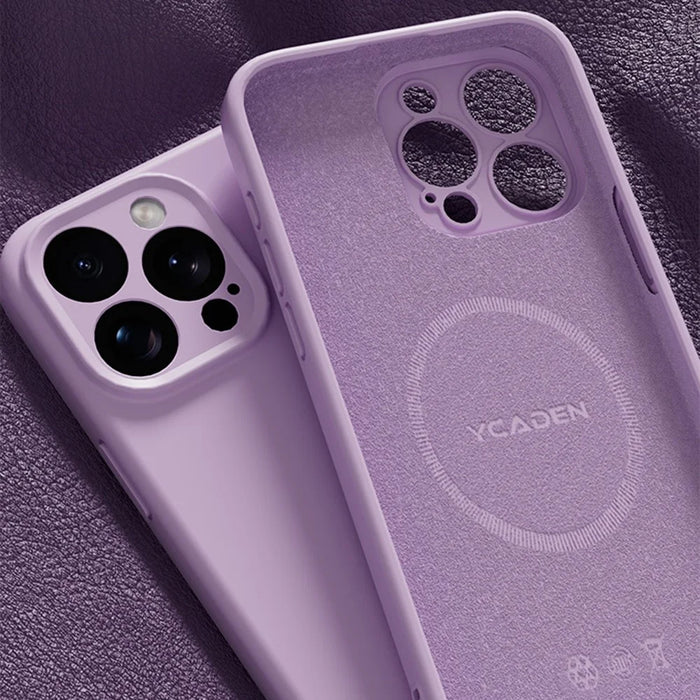 YCADEN For iPhone 15 Pro Max Case Compatible with MagSafe Precise Cutouts TPU Phone Back Cover - Morandi Purple - 4