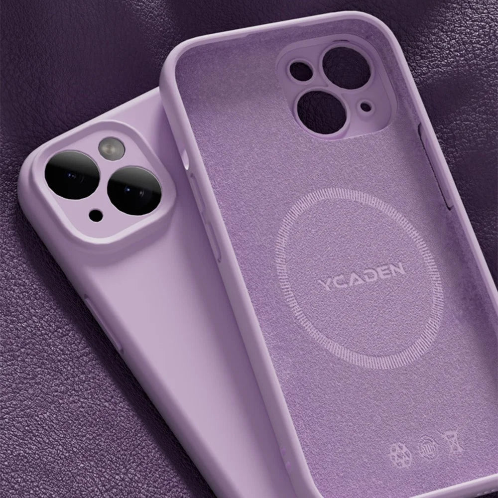 YCADEN For iPhone 15 Case Compatible with MagSafe Precise Cutouts TPU Phone Back Cover - Morandi Purple - 4