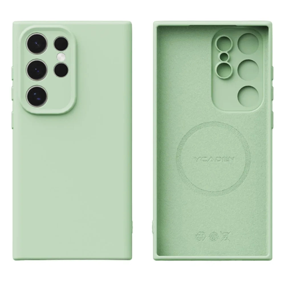 YCADEN For Samsung Galaxy S24 Ultra Magnetic Case Precise Cutouts TPU Phone Back Cover - Grass Green - 1