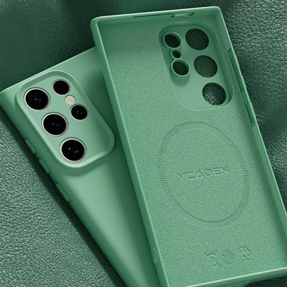 YCADEN For Samsung Galaxy S24 Ultra Magnetic Case Precise Cutouts TPU Phone Back Cover - Grass Green - 3