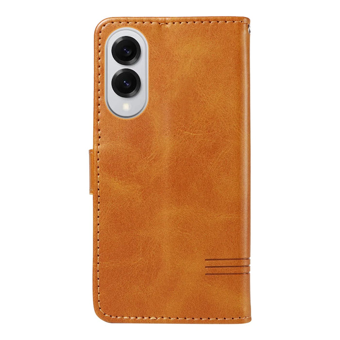 For Samsung Galaxy S25 Edge Wallet Case T-Shape Lines Leather Phone Cover Stand - Brown - 7