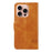For iPhone 16 Pro Wallet Case T-Shape Lines Leather Phone Cover Stand - Brown - 7