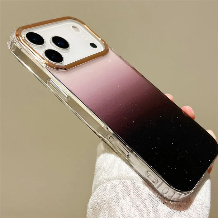 For iPhone 17 Pro Max Case Dual Color Gradient Electroplated Protective TPU Phone Cover - Black Pink - 3