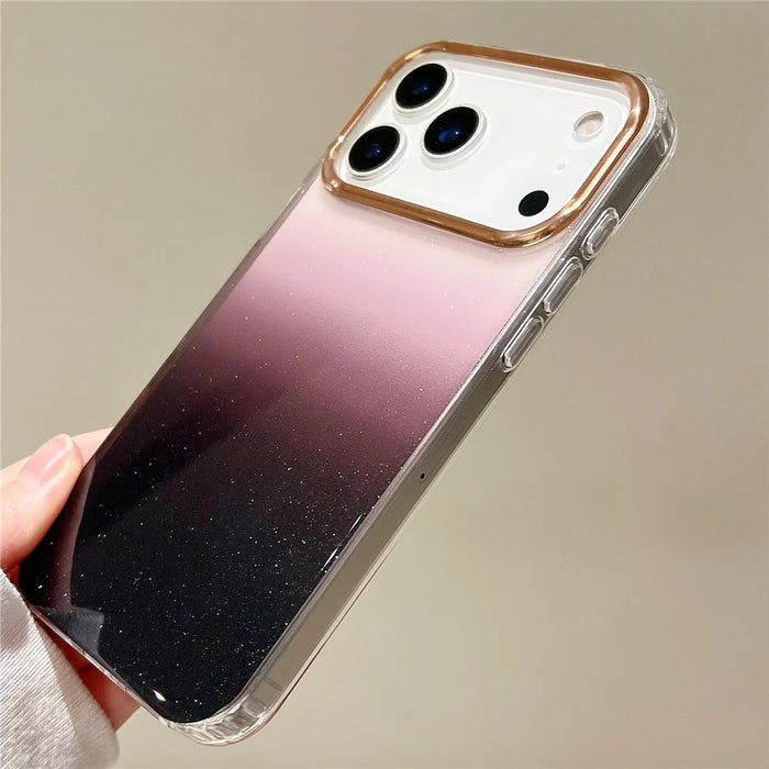 For iPhone 17 Pro Max Case Dual Color Gradient Electroplated Protective TPU Phone Cover - Black Pink - 4