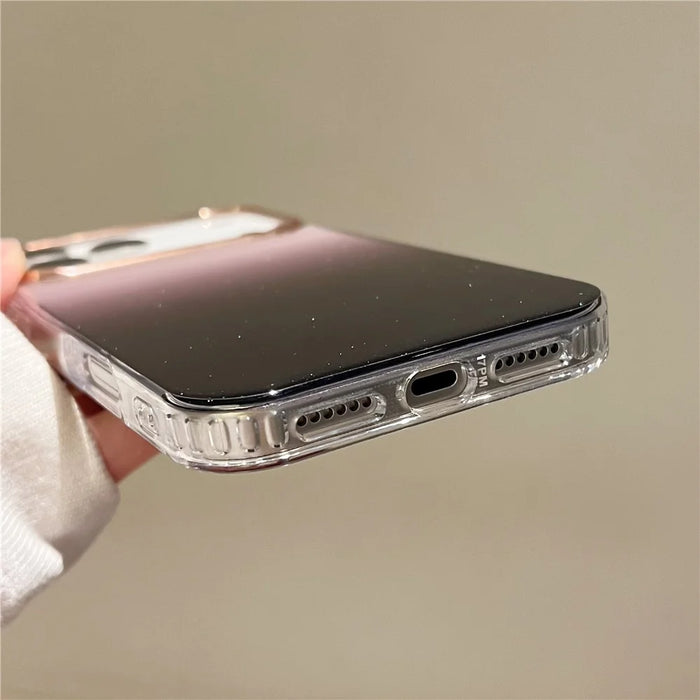 For iPhone 17 Pro Max Case Dual Color Gradient Electroplated Protective TPU Phone Cover - Black Pink - 7