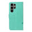 For Samsung Galaxy S25 Ultra PU Leather Cases Flower Pattern Wallet Stand Phone Cover with Strap - Green - 6