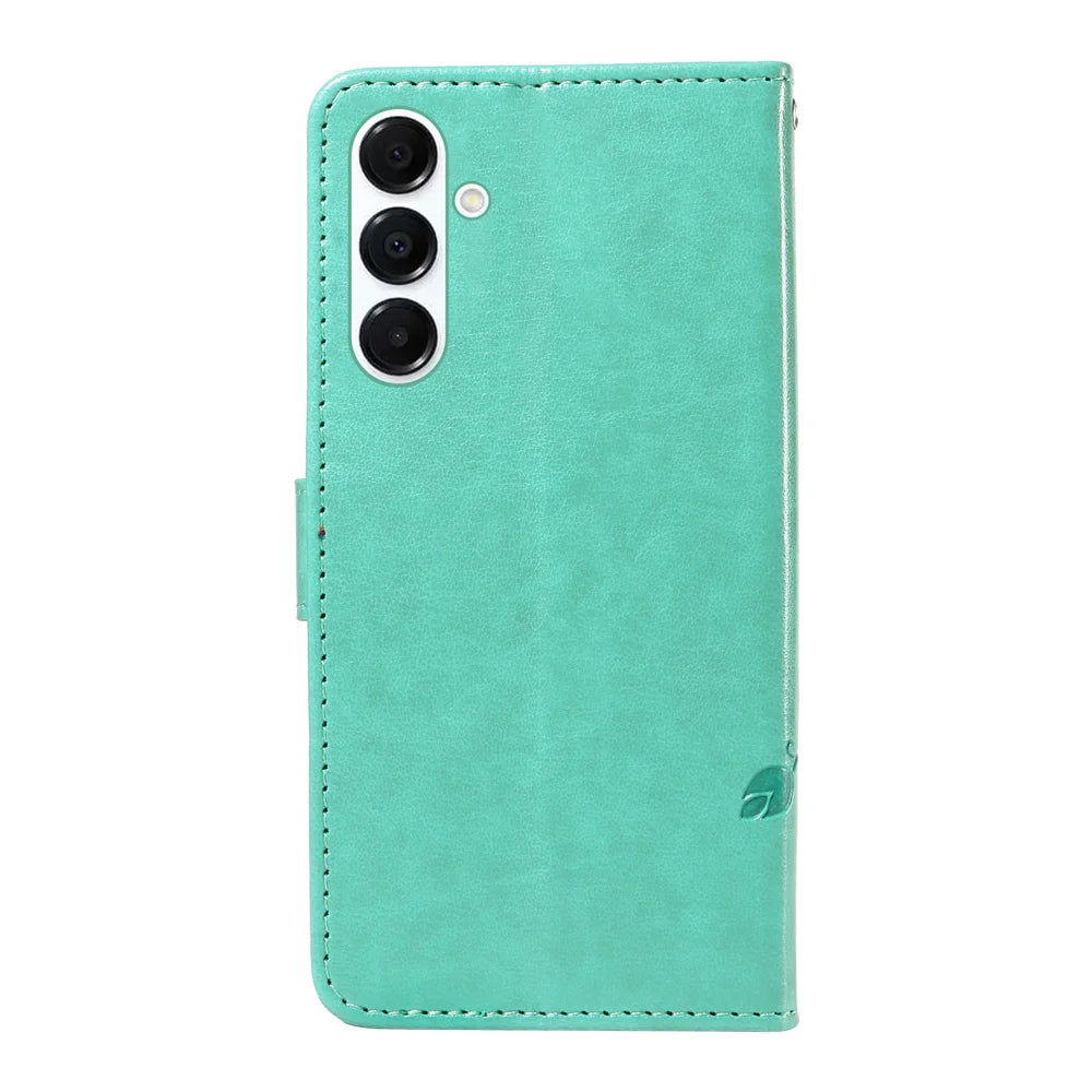 For Samsung Galaxy A18 5G / A17 5G / A26 5G / A16 5G  / A16 4G  PU Leather Cases Flower Pattern Wallet Stand Phone Cover with Strap - Green - 6