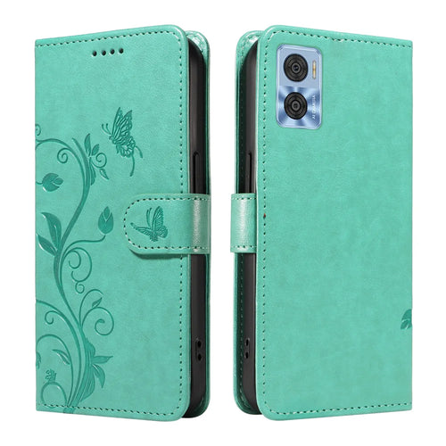 For Samsung Galaxy A54 5G PU Leather Cases Flower Pattern Wallet Stand Phone Cover with Strap - Green - 1