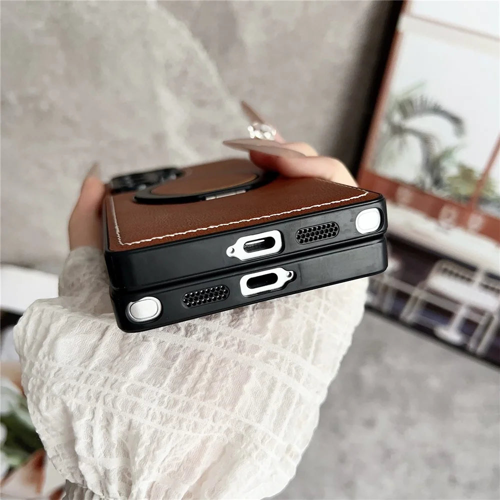 For Samsung Galaxy S25 Ultra Magnetic Case Calf Texture PU + TPU + PC Kickstand Phone Cover - Red - 6