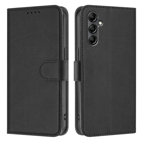 For Samsung Galaxy A18 5G / A18 4G / A17 5G / A17 4G / A26 5G / A16 5G / A16 4G Leather Case Solid Color Phone Cover with Wallet - Black - 1