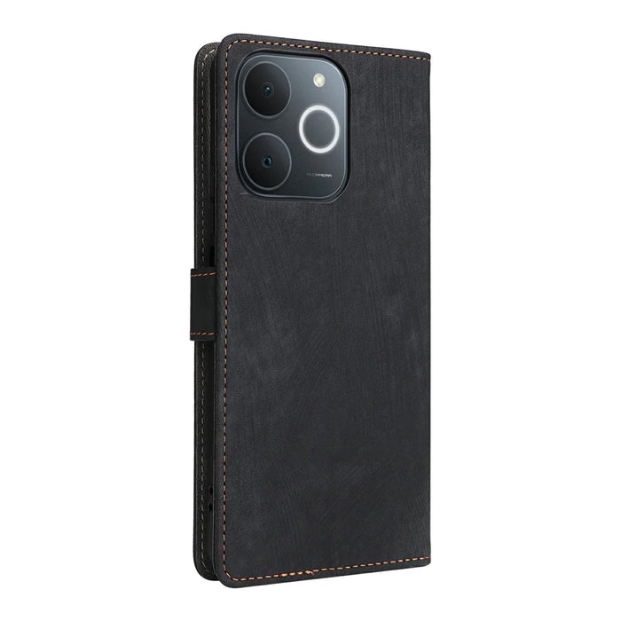 Wallet Case for Realme Note 70T 4G / Note 70 4G / Narzo 80 Lite 4G / Realme C71 4G (India) RFID Blocking PU Leather Phone Cover Stand with Strap - Black - 7