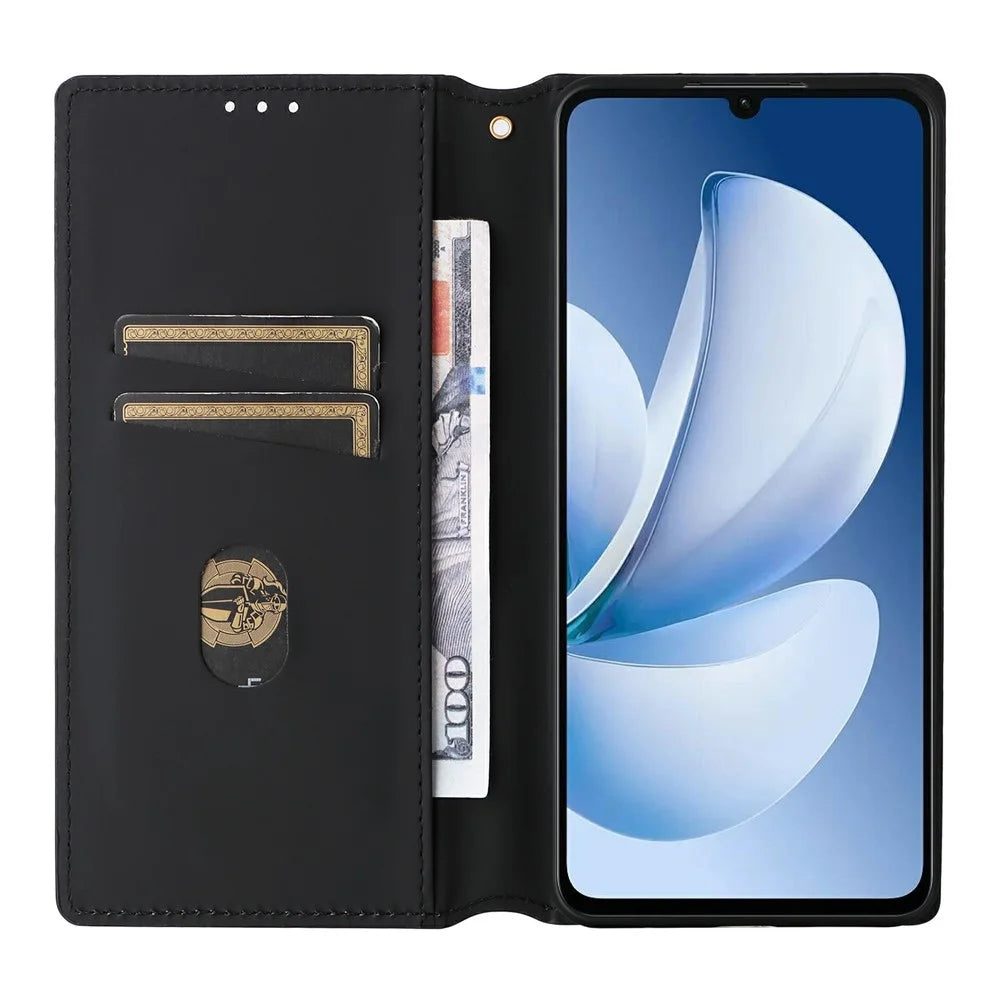 Leather Case for Realme Note 70T 4G / Note 70 4G / Narzo 80 Lite 4G / Realme C71 4G (India) Wallet Rhombus Imprinted Phone Cover - Silver - 2