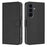 For Samsung Galaxy S25 FE Leather Case Solid Color Phone Cover with Wallet - Black - 1
