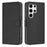 For Samsung Galaxy S25 Ultra Leather Case Solid Color Phone Cover with Wallet - Black - 1