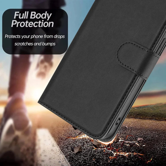 For Samsung Galaxy S25 / Galaxy S24 Leather Case Solid Color Phone Cover with Wallet - Black - 2