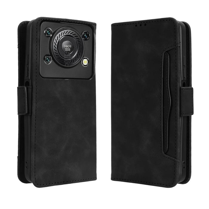 For Oukitel C60 Pro / Oukitel C60 Leather Case Phone Wallet Cover with Multiple Card Slots - Black - 1