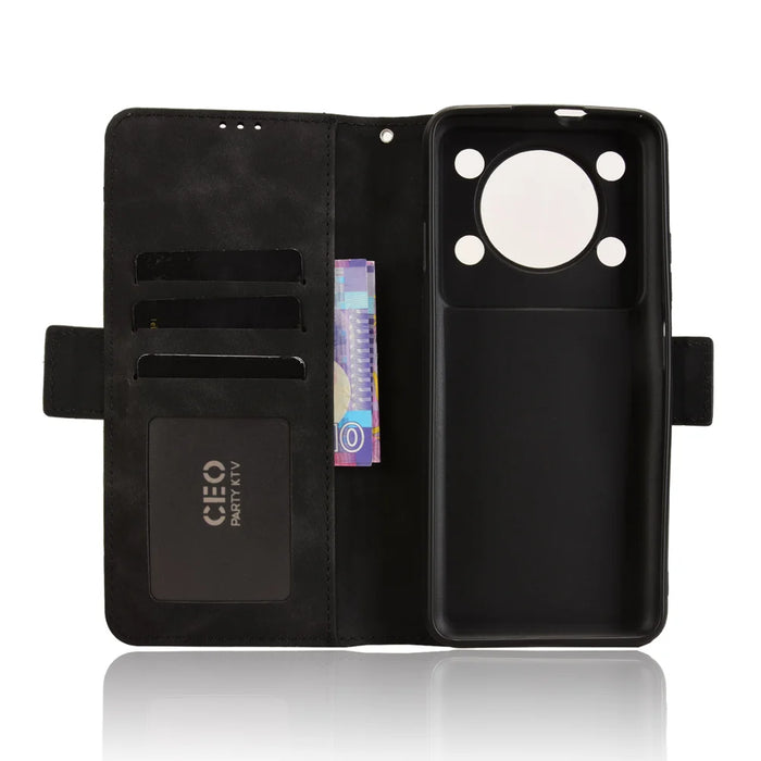For Oukitel C60 Pro / Oukitel C60 Leather Case Phone Wallet Cover with Multiple Card Slots - Black - 5